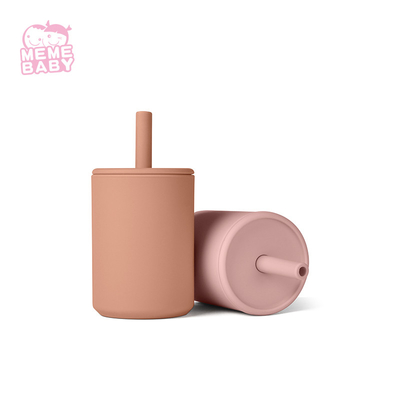 175ml Silicone Baby Cup 6m+ Customized Logo With Lid And Straw